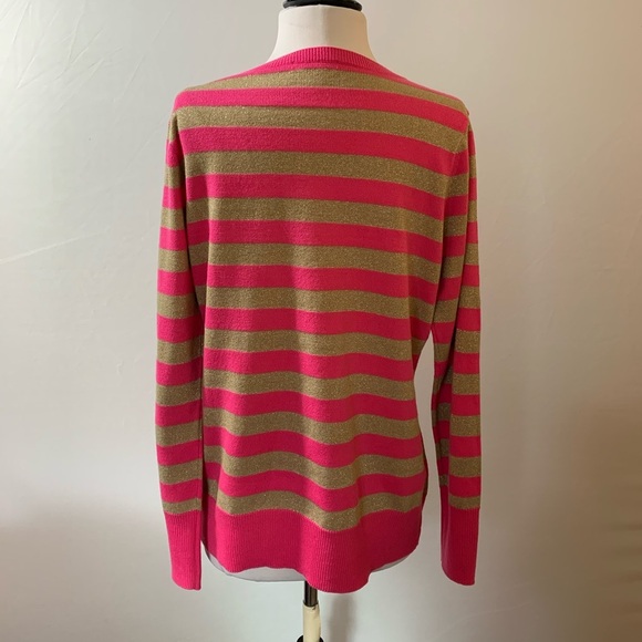 New York & Company Stripped V Neck Sweater Size L - Picture 2 of 5